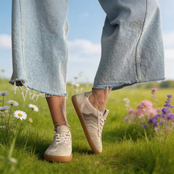 BEŻOWE trampki damskie, BAREFOOT, płaska podeszwa, sportowe LURSO
